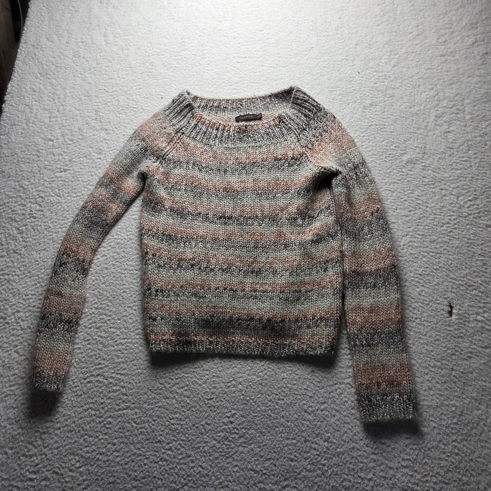 The Limited Sweater Womens Medium Gray Crew Neck Long Sleeve Striped Knit